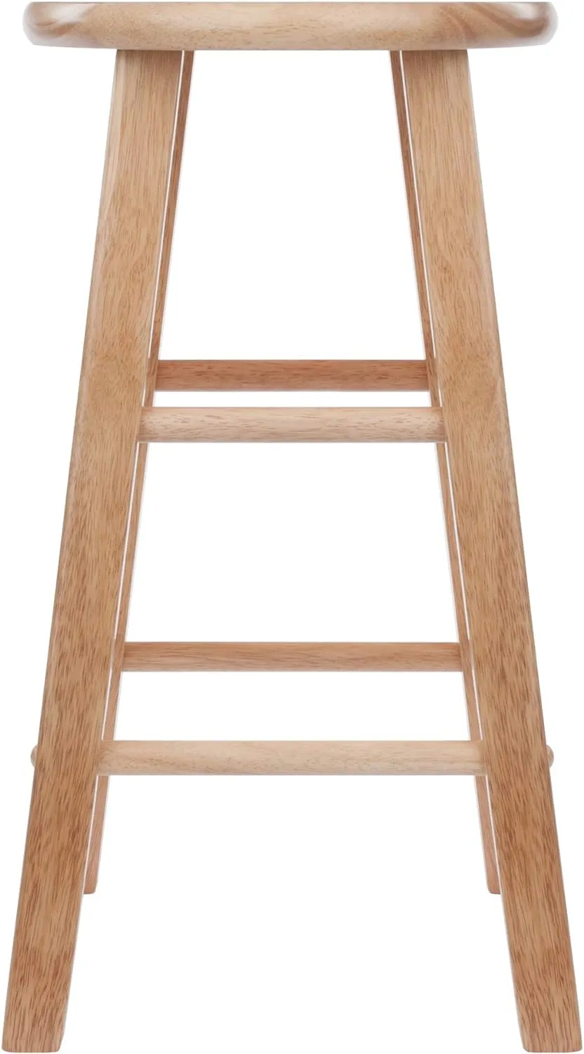 Winsome Element 2-Piece 24In Counter Stool Set, Natural Finish, Solid Wood, Modern Design