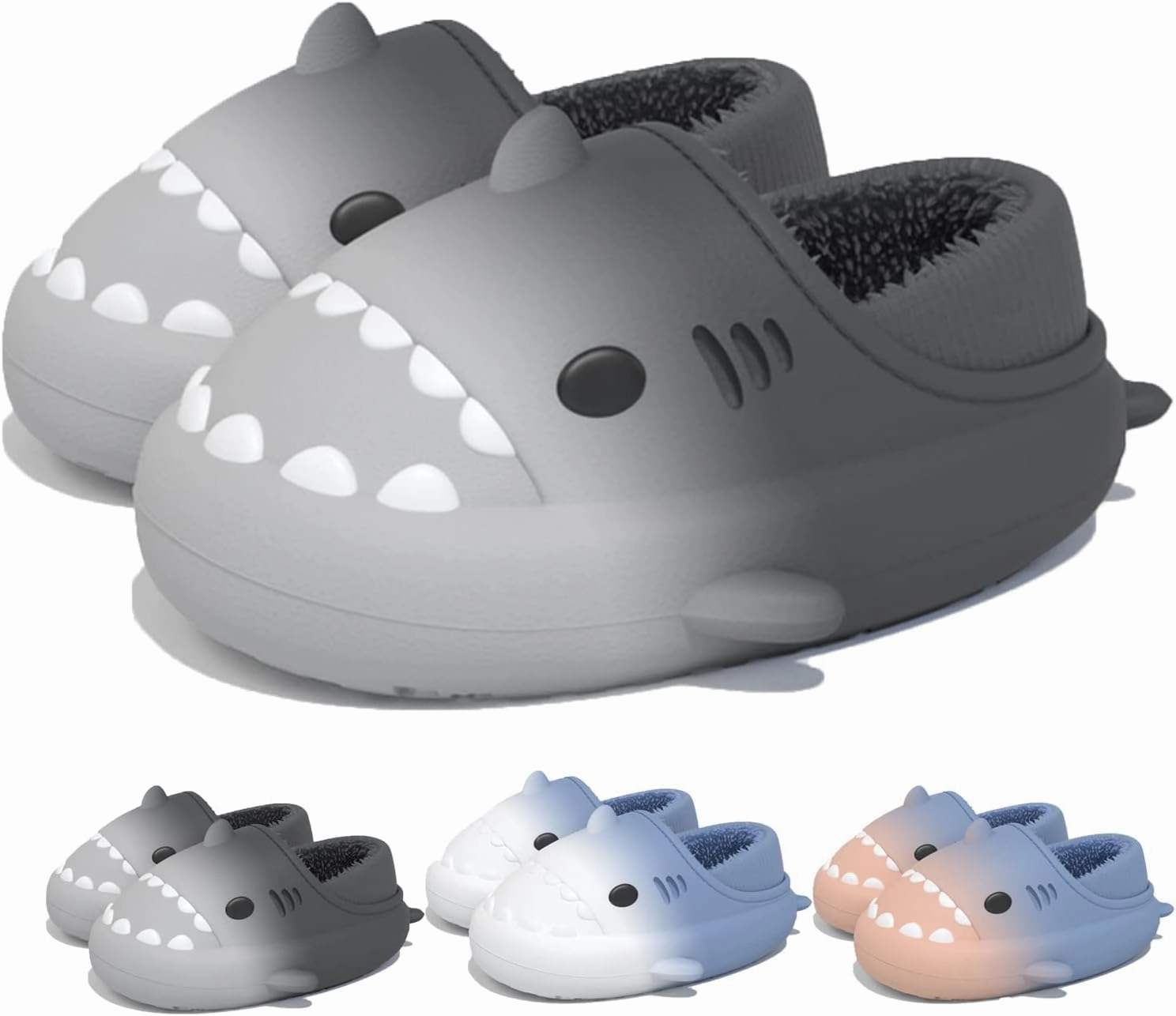 Winter Shark Slides, Plush Warm Shark Slides, Animal Slippers Warm Non-slip Soft Comfy Fluffy Cloud Shark Slides
