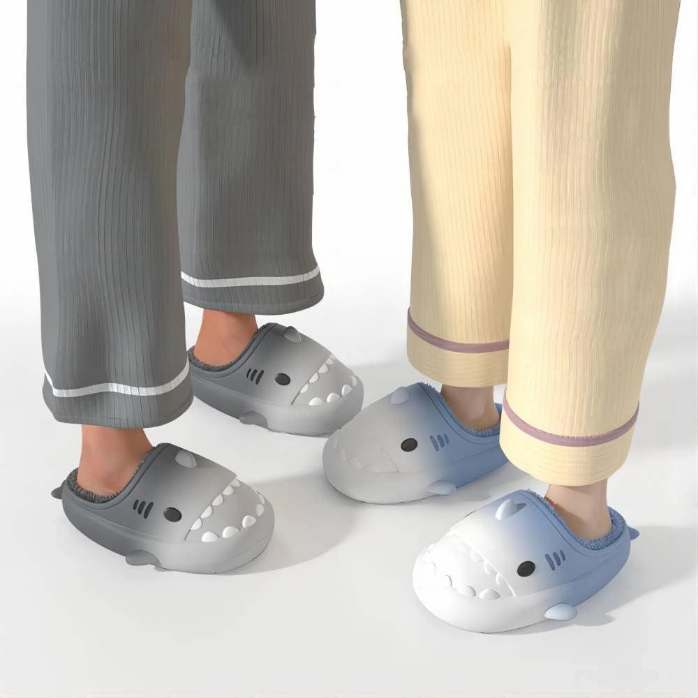 Winter Shark Slides, Plush Warm Shark Slides, Animal Slippers Warm Non-slip Soft Comfy Fluffy Cloud Shark Slides