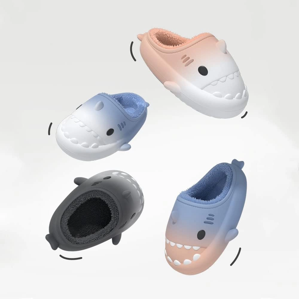 Winter Shark Slides, Plush Warm Shark Slides, Animal Slippers Warm Non-slip Soft Comfy Fluffy Cloud Shark Slides