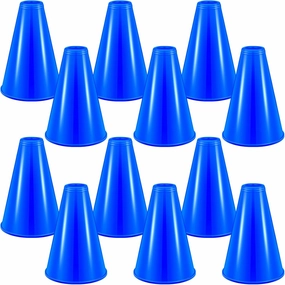 Woanger 12 Pieces Cheer Megaphone for Party Favors Sports Cheers Party Noisemaker DIY Plastic Megaphone for Sports Match Game Outdoor Activities(Blue)