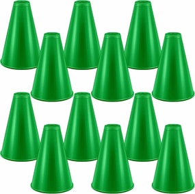 Woanger 12 Pieces Cheer Megaphone for Party Favors Sports Cheers Party Noisemaker DIY Plastic Megaphone for Sports Match Game Outdoor Activities(Green)