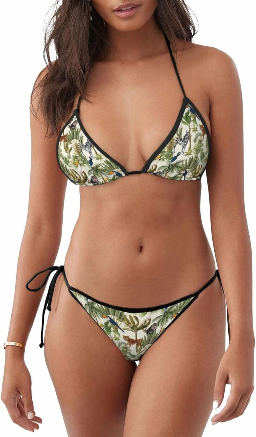 Women's Bikini Set,Adjustable Ties,2pcs Swimsuit for Beach and Pool-Popcorn