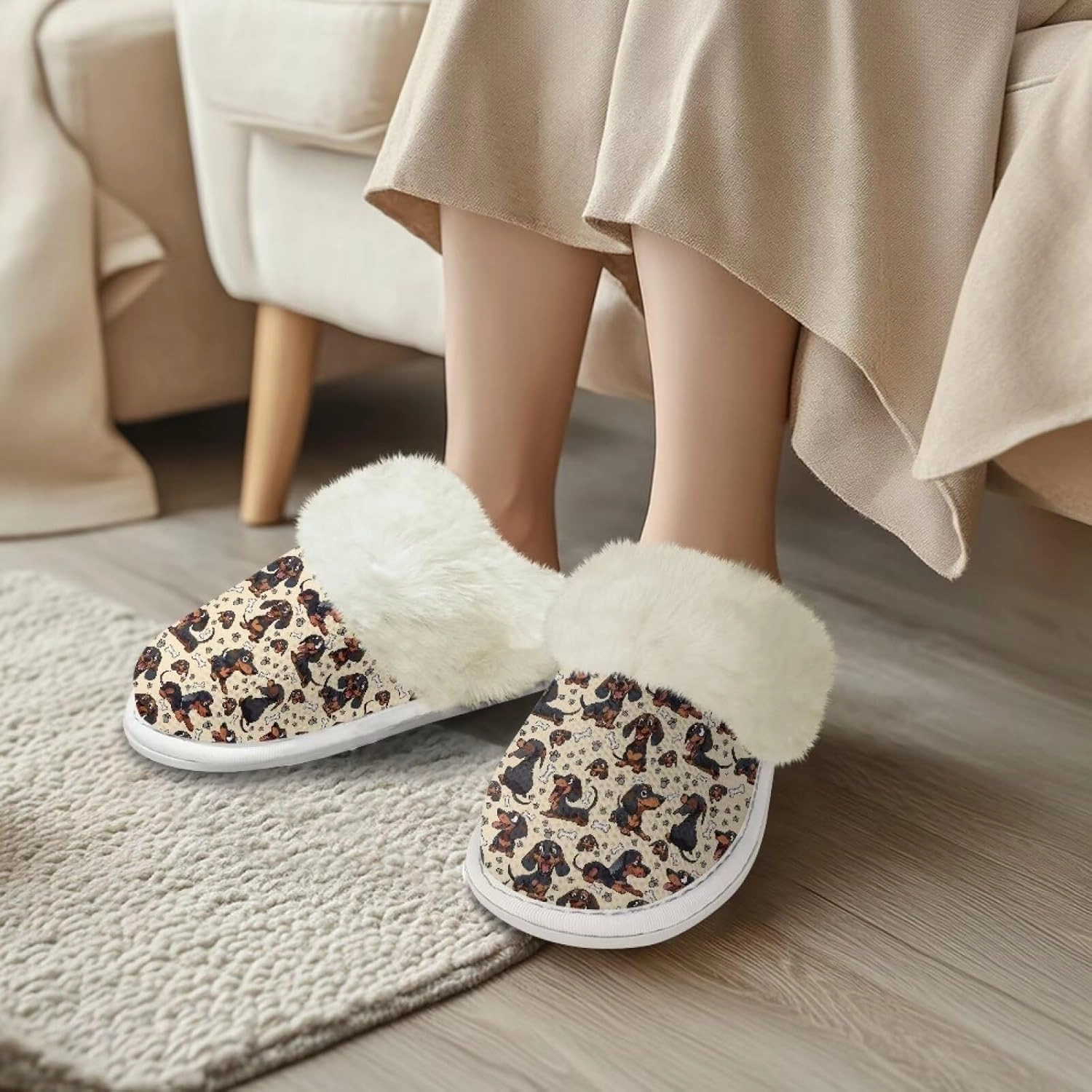 Women's Fuzzy Slippers Outdoor Indoor Fluffy Winter House Shoes Warm Plush Bedroom Shoes for Women