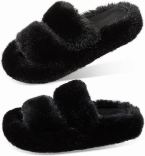 Women's Memory Foam Fluffy Plush Slippers - Cozy Furry Comfy Shoes