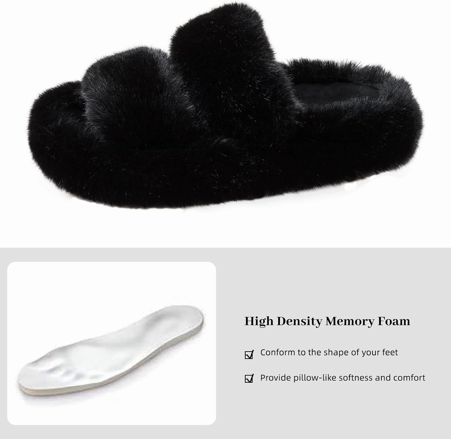 Women's Memory Foam Fluffy Plush Slippers - Cozy Furry Comfy Shoes