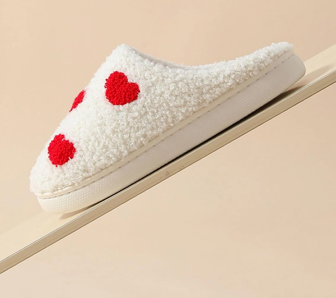 Women's Plush Heart Love Slippers - Blue Eyes Mushroom Cat Ears Retro Memory Foam Soft Plush Home Shoes