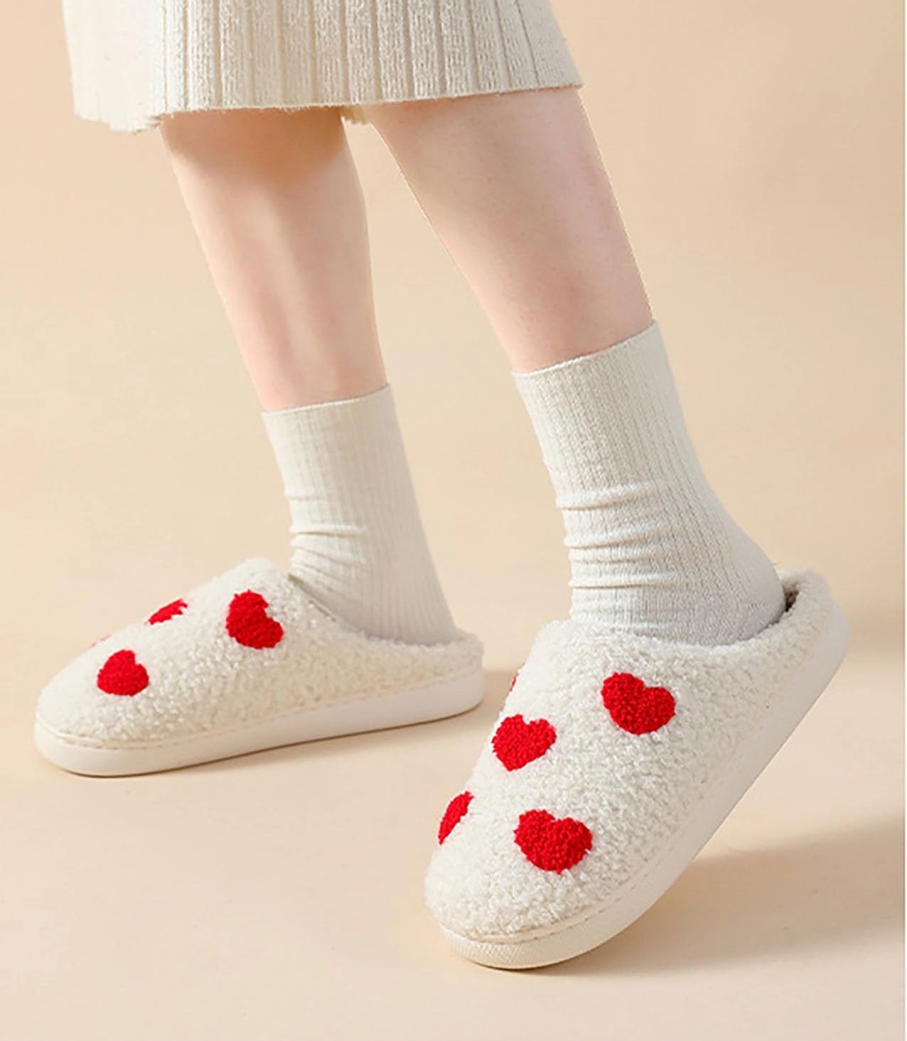 Women's Plush Heart Love Slippers - Blue Eyes Mushroom Cat Ears Retro Memory Foam Soft Plush Home Shoes