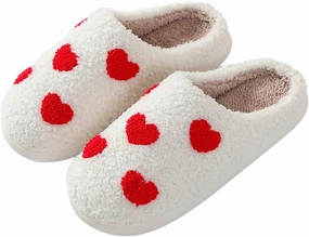 Women's Plush Heart Love Slippers - Blue Eyes Mushroom Cat Ears Retro Memory Foam Soft Plush Home Shoes
