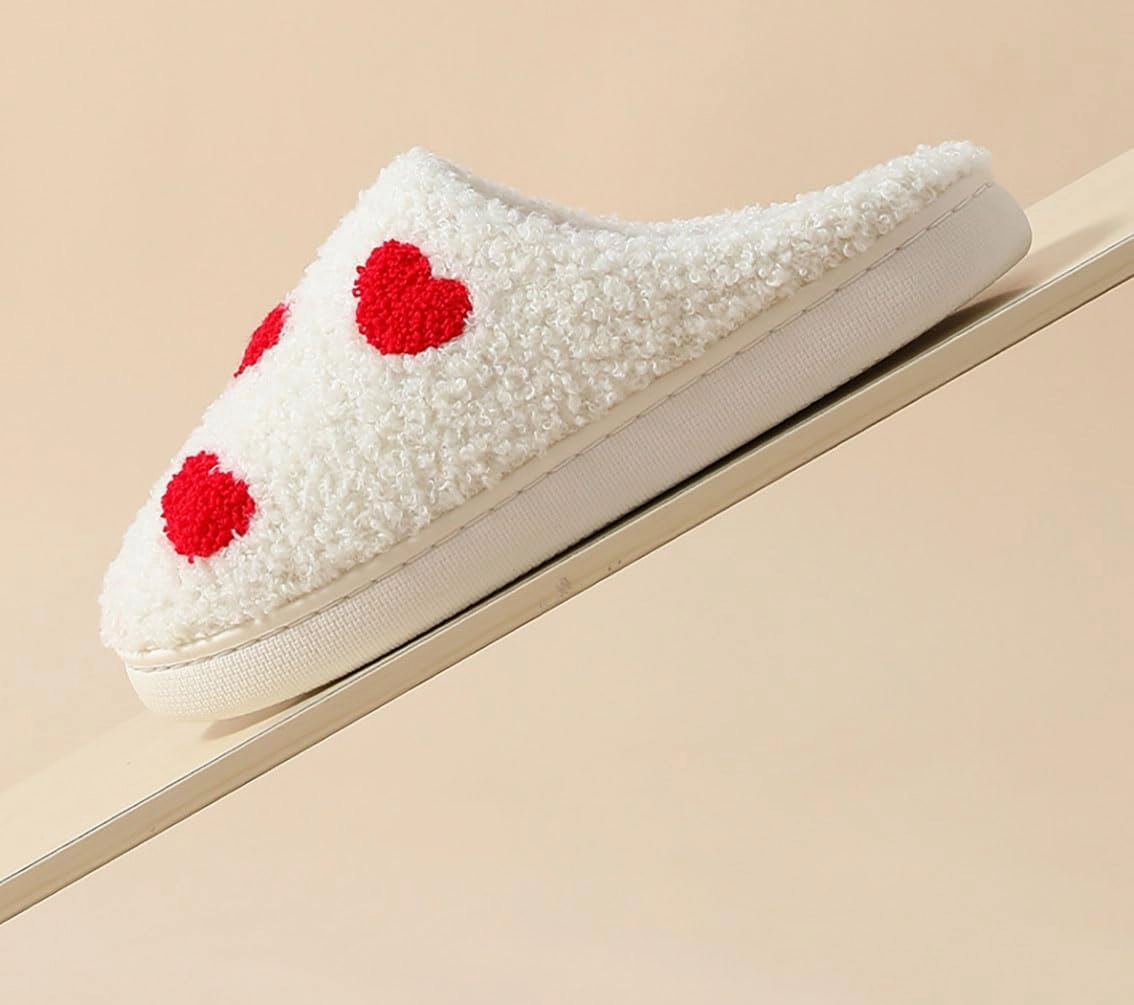 Women's Plush Heart Love Slippers - Blue Eyes Mushroom Cat Ears Retro Memory Foam Soft Plush Home Shoes