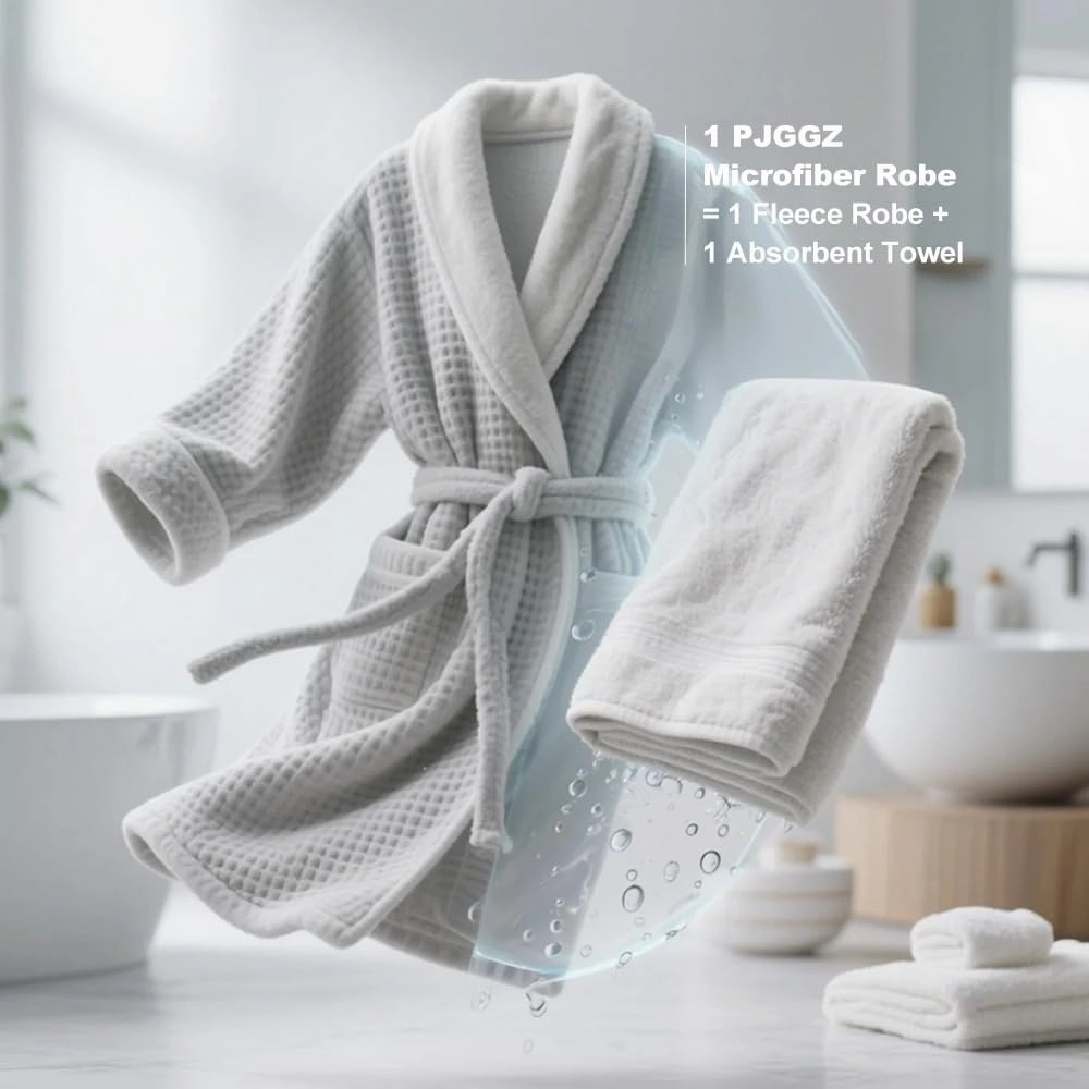 Women's Shawl Collar Bathrobe, Soft Long Towel Robes for Women - Super Absorbent Quick Dry yet Warm(Grey, S/M)
