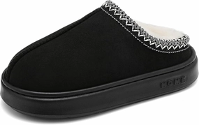 Women's Slippers Fluffy Winter House Shoes Black
