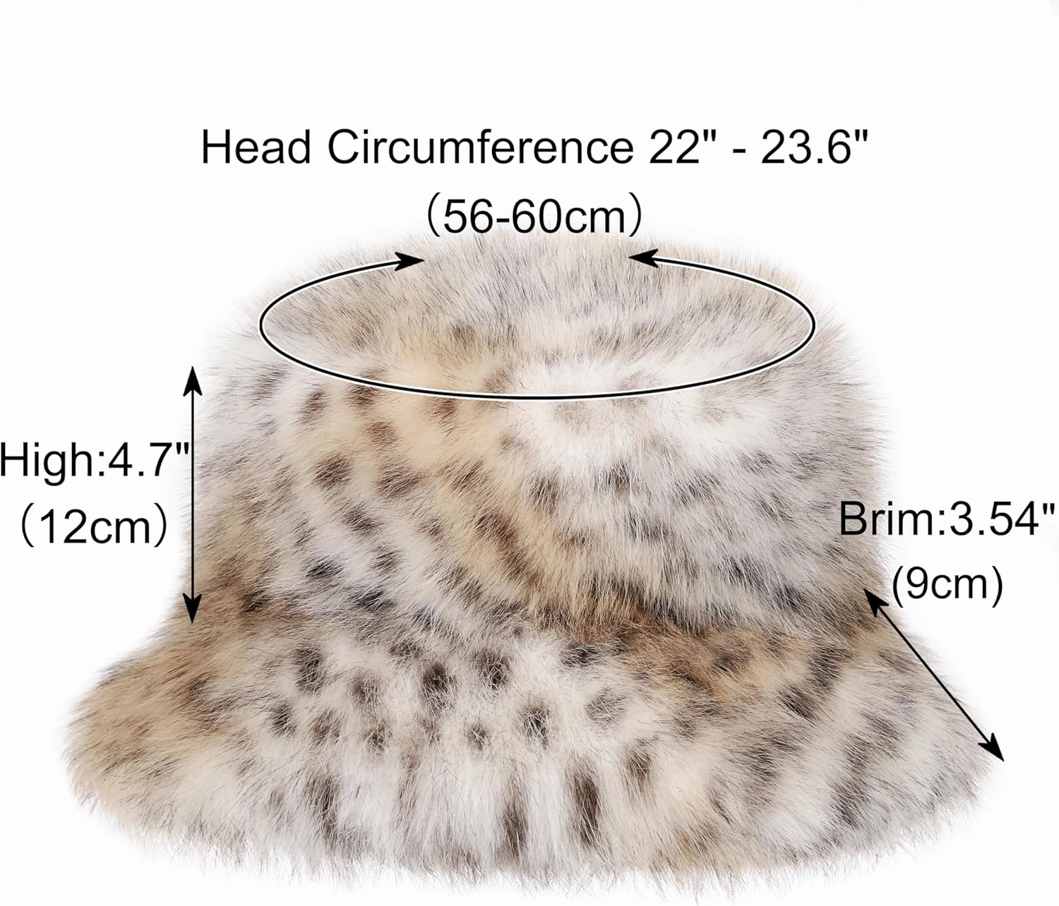 Women's Winter Faux Fur Bucket Hat Fluffy Warm Ladie's Plush Leopard Printed Fisherman Cap
