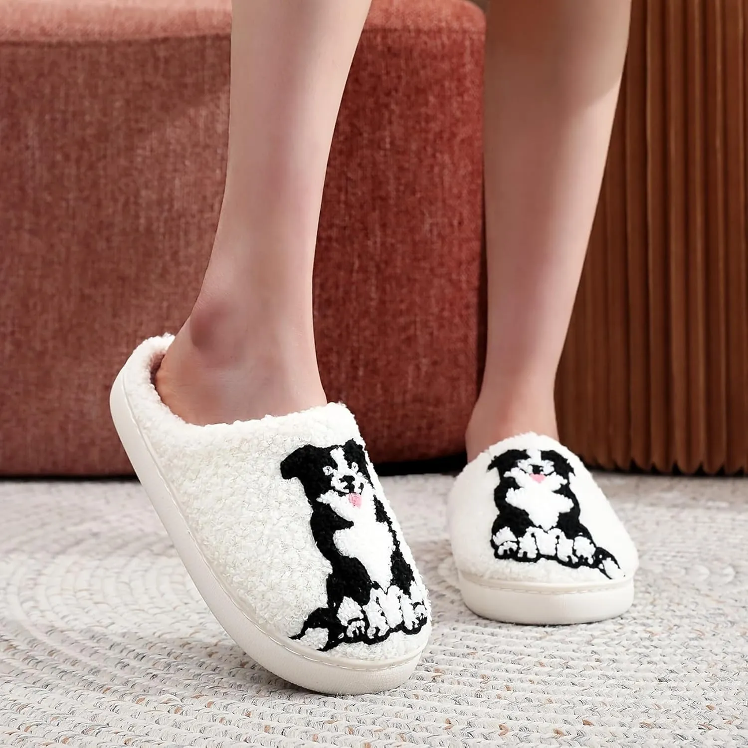 Women's Men's Fuzzy Memory Foam Slippers Fluffy Warm Comfort Light Weight Indoor Outdoor House Couple Shoes