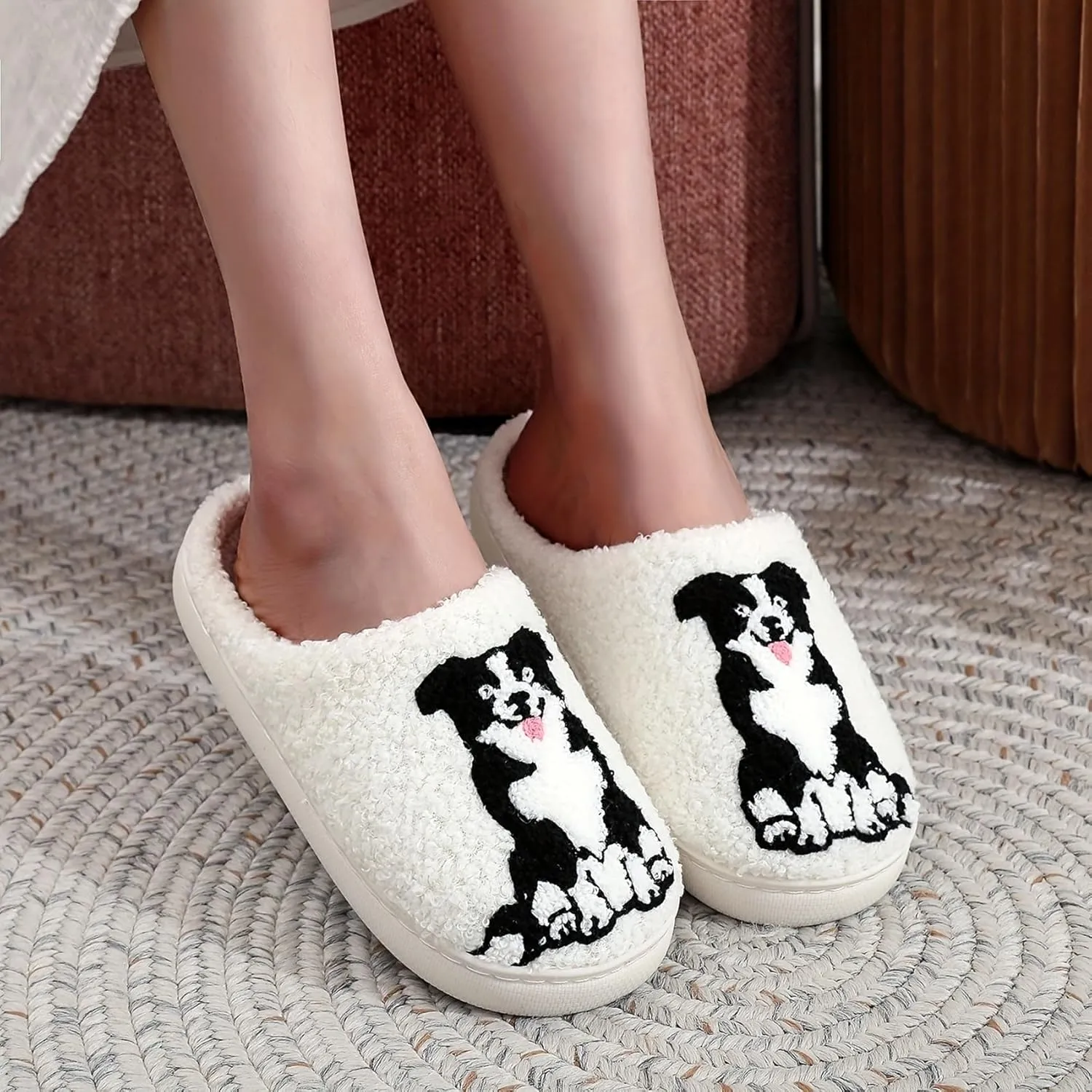 Women's Men's Fuzzy Memory Foam Slippers Fluffy Warm Comfort Light Weight Indoor Outdoor House Couple Shoes
