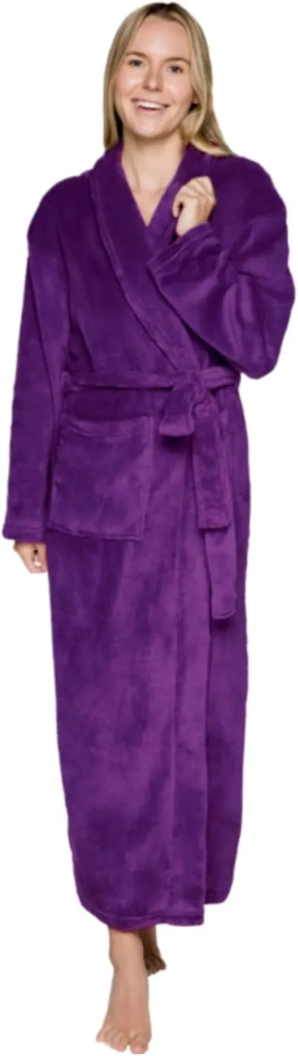 Womens Plush Fleece Bath Robe, Fluffy Long Bathrobe, Great Gift for Mother's Day, Grandma, Daughter, Sister, Wife, Friend