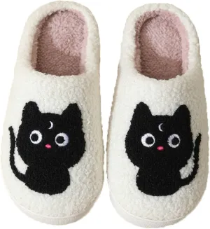 Women's Plush Heart Love Slippers - Blue Eyes Mushroom Cat Ears Retro Memory Foam Soft Plush Home Shoes