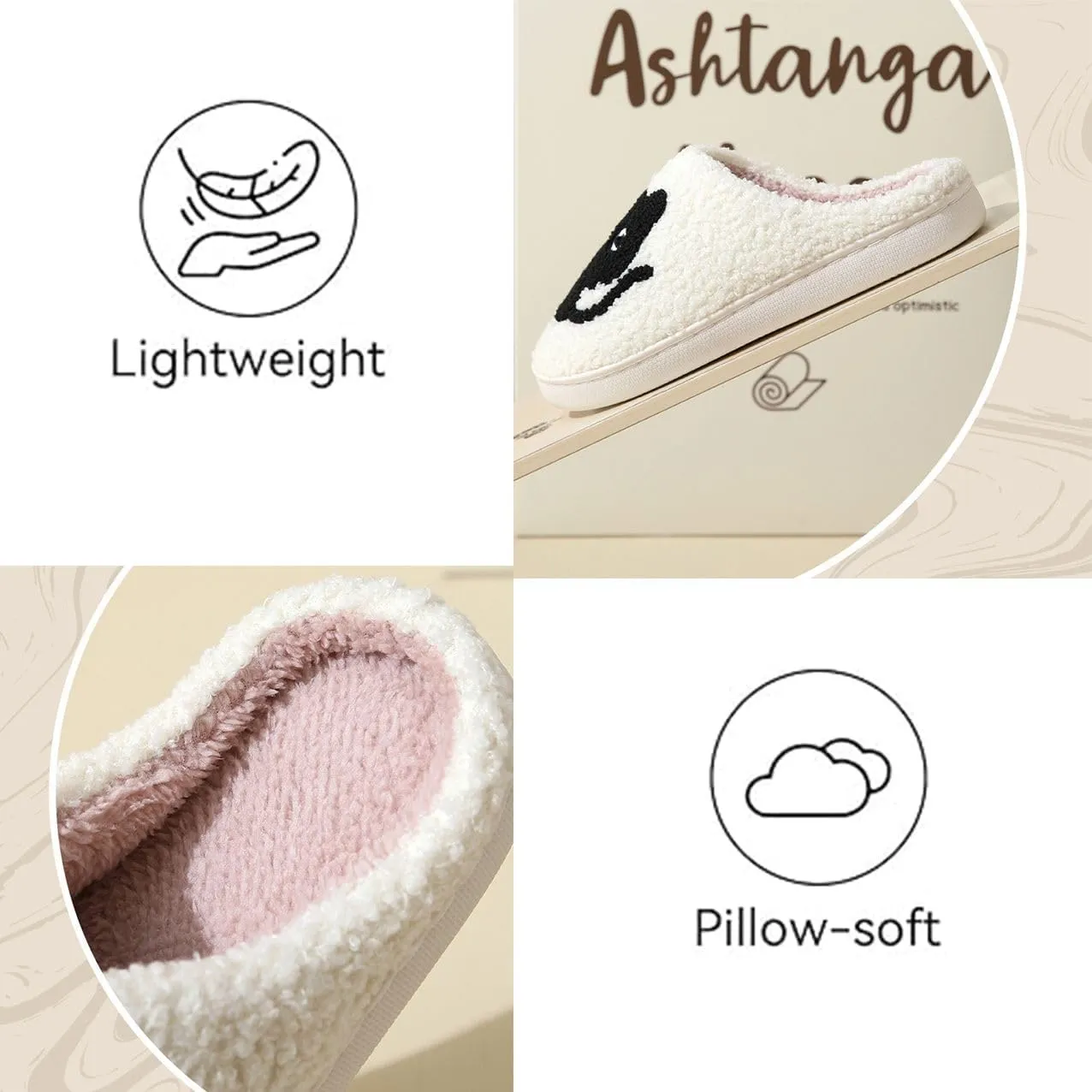 Women's Plush Heart Love Slippers - Blue Eyes Mushroom Cat Ears Retro Memory Foam Soft Plush Home Shoes