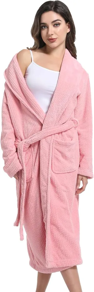 Women's Shawl Collar Bathrobe, Soft Long Towel Robes for Women - Super Absorbent Quick Dry yet Warm(Grey, S/M)