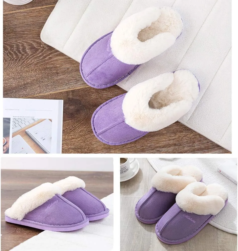 Womens Slippers Soft Plush Warm House Shoes Anti-Slip Fluffy Fur Indoor/Outdoor Slippers