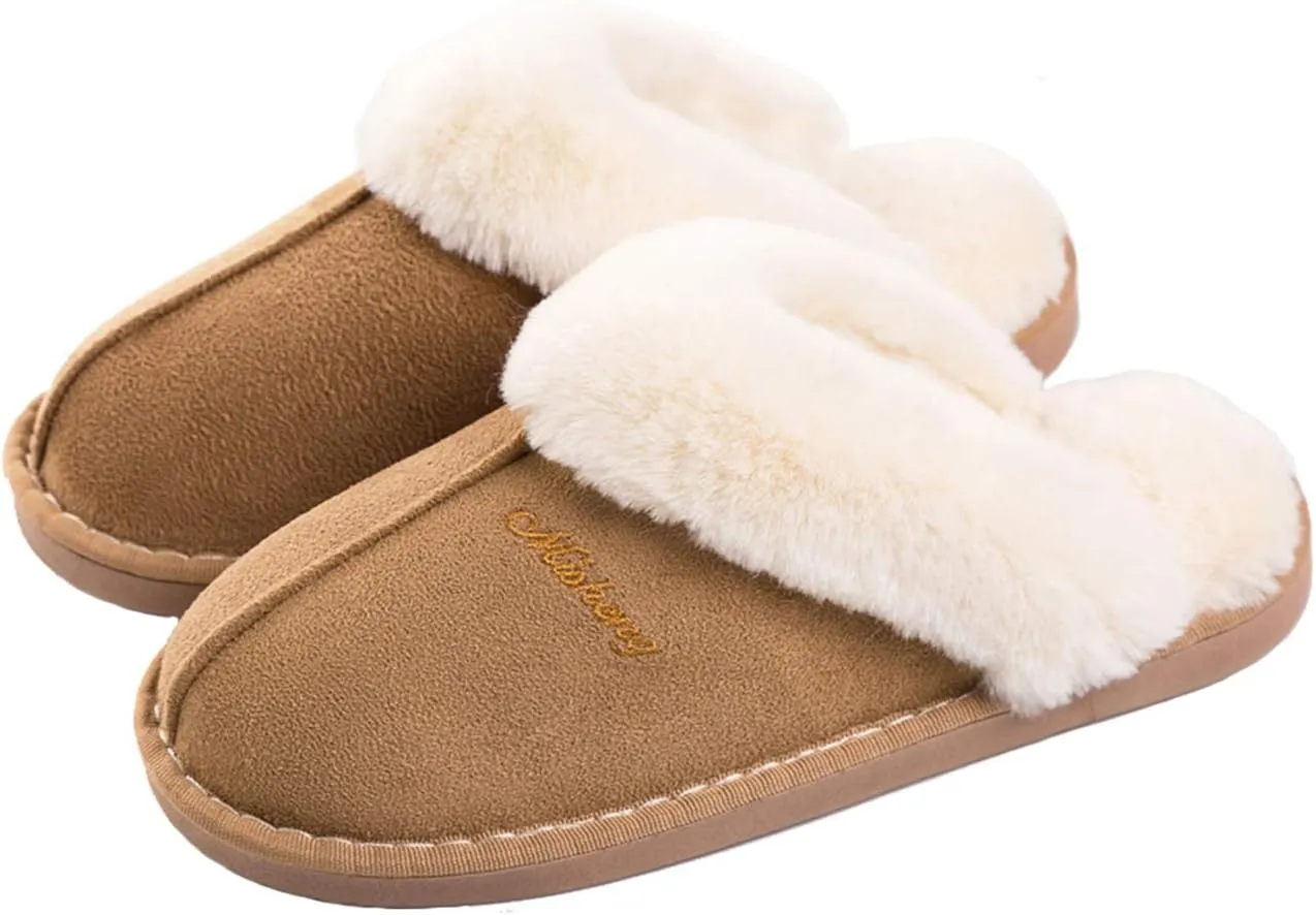 Womens Slippers Soft Plush Warm House Shoes Anti-Slip Fluffy Fur Indoor/Outdoor Slippers