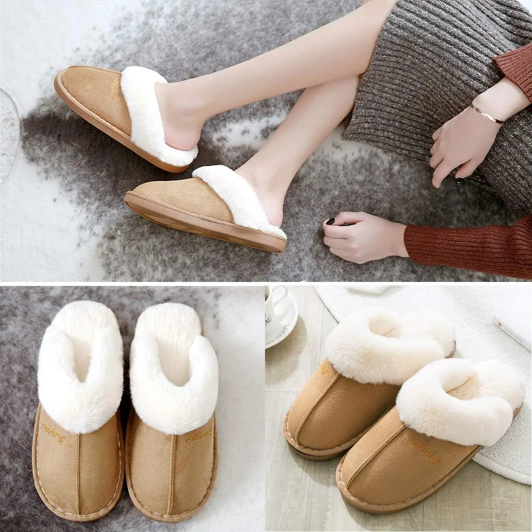 Womens Slippers Soft Plush Warm House Shoes Anti-Slip Fluffy Fur Indoor/Outdoor Slippers