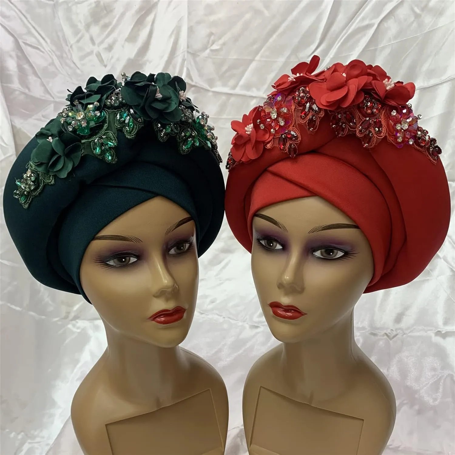Women's Turban Cap Nigeria Gele Headties Hijab Headband African Headtie Auto Gele Headgear Female Headwraps Muslim Headscarf