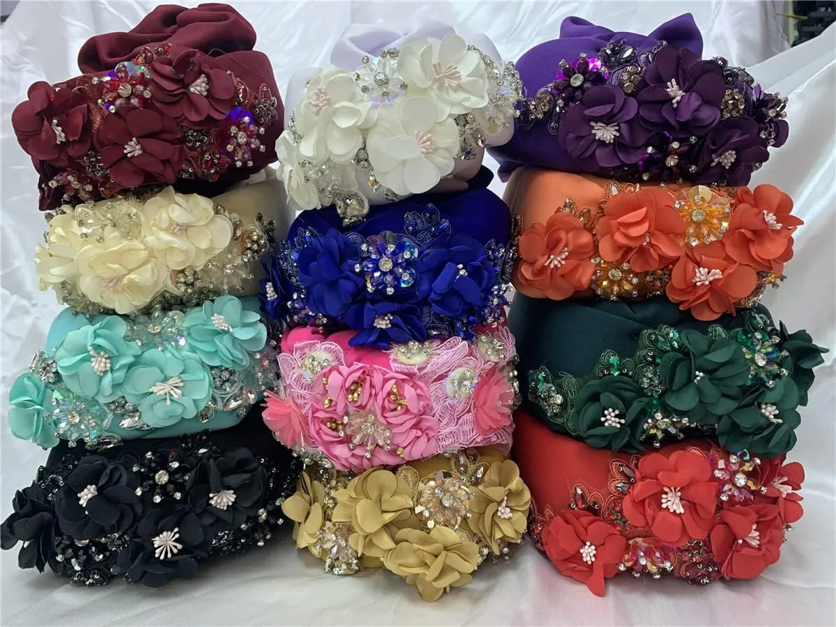 Women's Turban Cap Nigeria Gele Headties Hijab Headband African Headtie Auto Gele Headgear Female Headwraps Muslim Headscarf