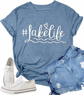 Womens Graphic Tees Funny Sayings Letter Print Casual Top Workout Basic Tunic Shirt