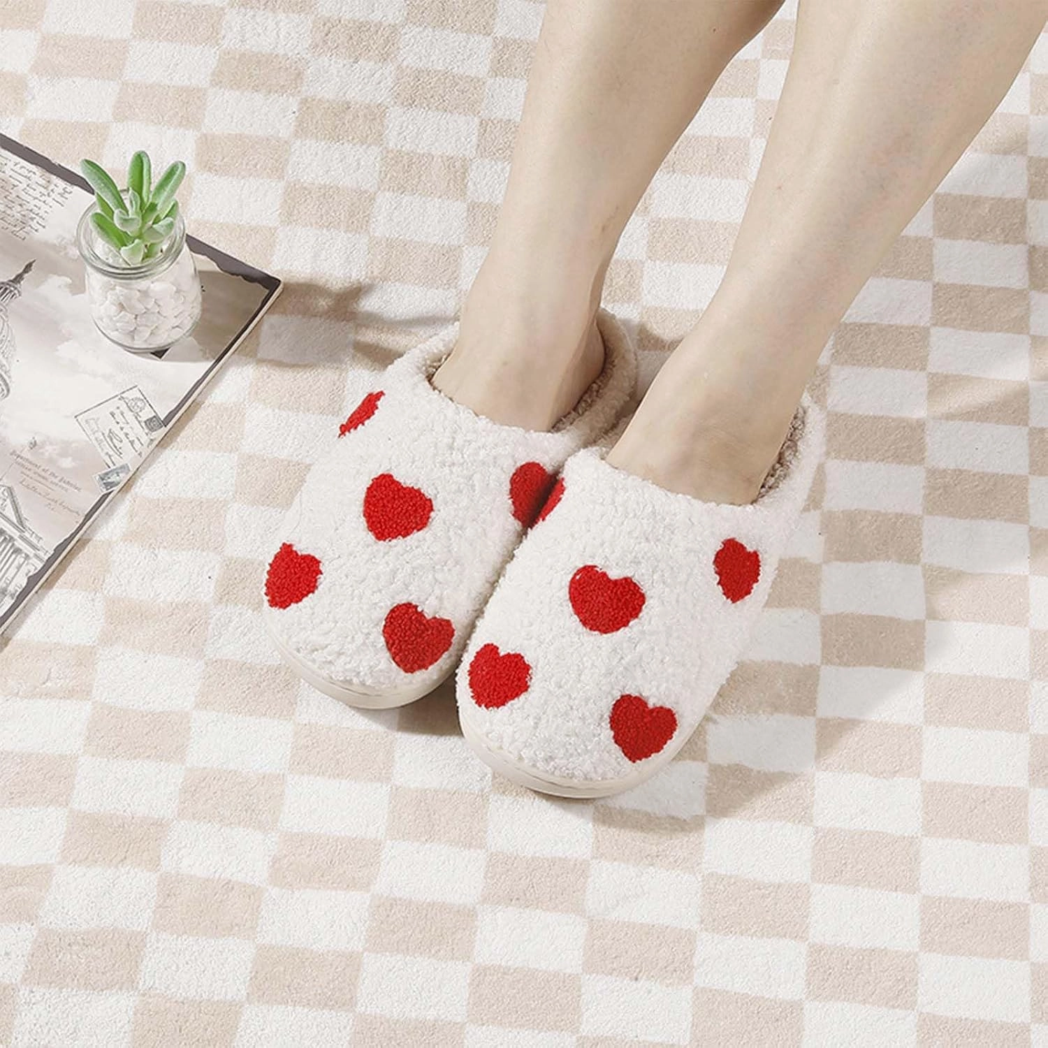 Womens Mens Slippers Retro Memory Foam Cute Cartoon Plush Fluffy Warm Fur Lined slippers Indoor House Home Winter Shoes