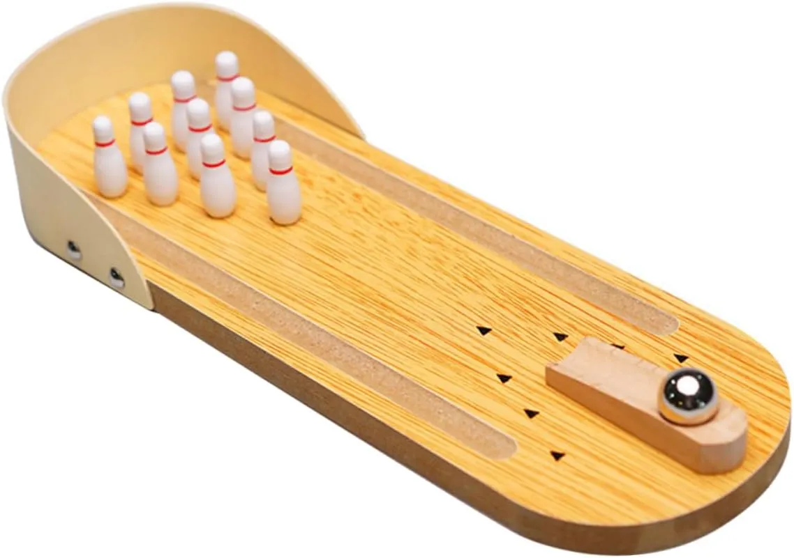 Wooden Desktop Bowling Toy Mini Bowling Game Set for Home Bar School Interactive Educational Toy