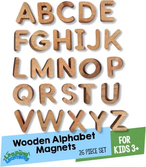 Wooden Letters Small Alphabet Magnets for Kids Supplies, Learning Must-Haves for Home/Classroom Use, Magnets for Refrigerator & School Board, Toys for Kids 3 
