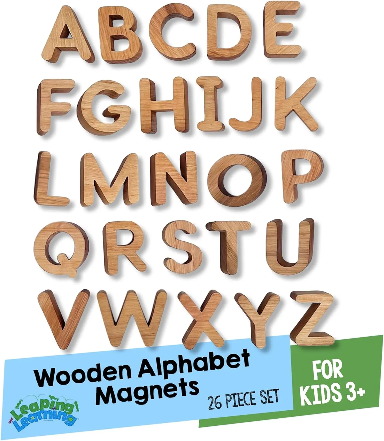 Wooden Letters Small Alphabet Magnets for Kids Supplies, Learning Must-Haves for Home/Classroom Use, Magnets for Refrigerator & School Board, Toys for Kids 3 