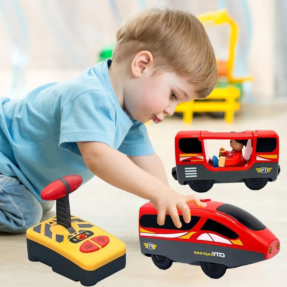 Wooden Train Accessories, Battery Operated Locomotive Train, Remote Controlled Train for Track Set, Traction Vehicles with Powerful Motor, Suitable for All Major Brand Track Systems