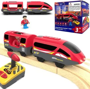 Wooden Train Accessories, Battery Operated Locomotive Train, Remote Controlled Train for Track Set, Traction Vehicles with Powerful Motor, Suitable for All Major Brand Track Systems