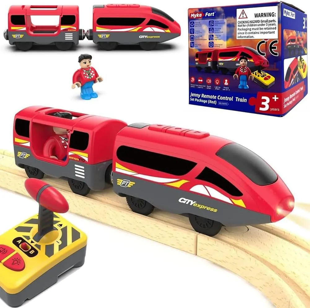 Wooden Train Accessories, Battery Operated Locomotive Train, Remote Controlled Train for Track Set, Traction Vehicles with Powerful Motor, Suitable for All Major Brand Track Systems