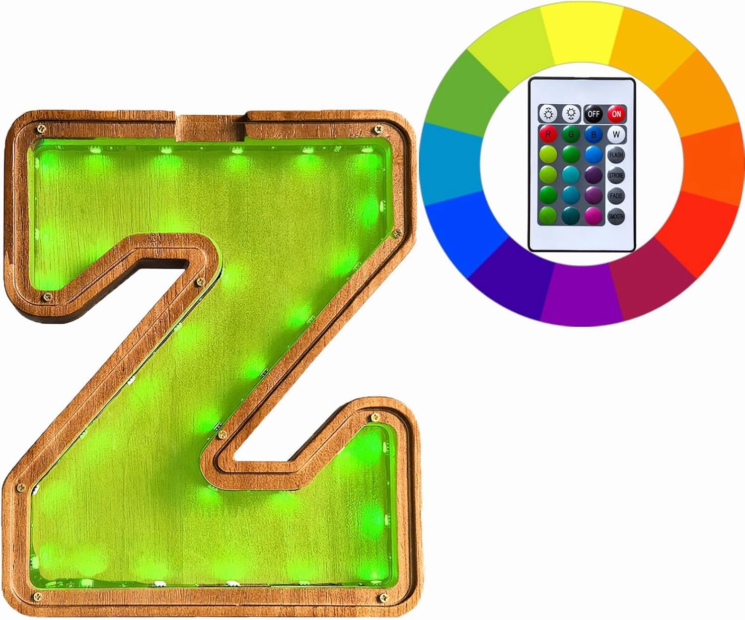 Wooden Letter Piggy Bank for Kids,9inch Kids Money Bank with LED Lights, Alphabet Coin Jar(A-Z), Birthday Gift for Kids, Toys for Boys and Girls(Z)