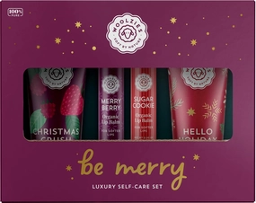 Woolzies Luxury Self-Care Set | Includes Christmas Crush, Merry Berry Organic Lip Balm, Sugar Cookie Organic Lip Balm, & Hello Holiday Hand Cream