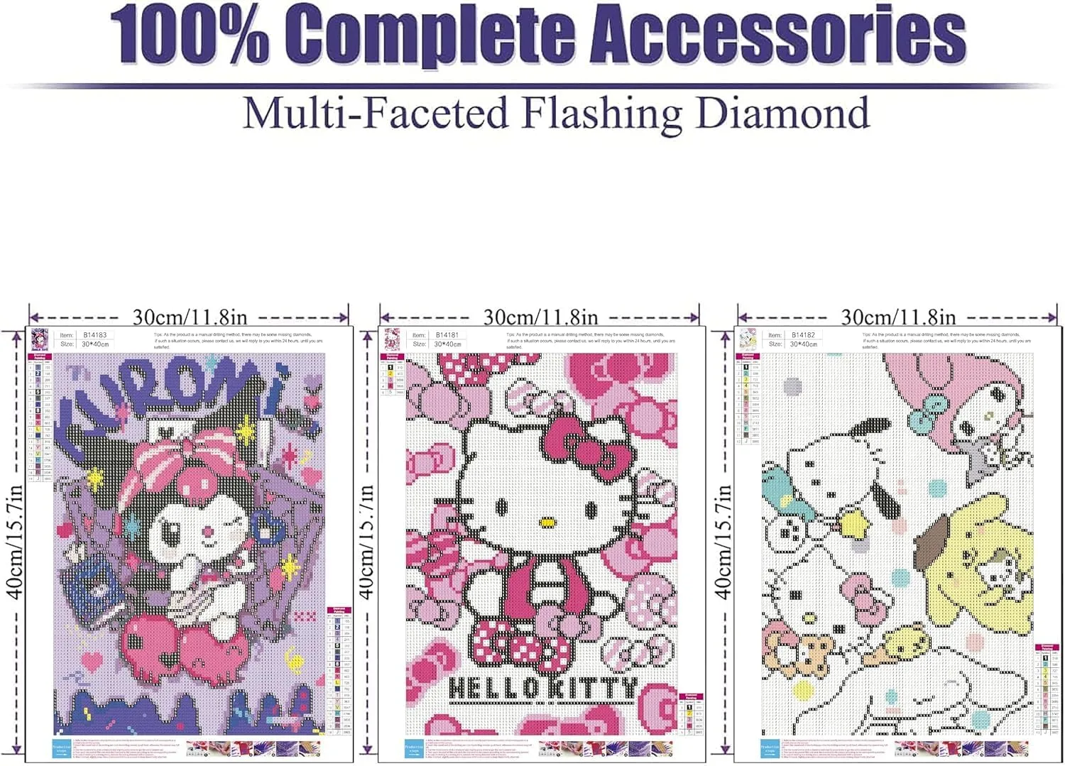 WUDWL Diamond Painting Kits for Adults - 3 Pack Cartoon 5D Diamond Art Kits Full Drill Diamond Dots Paintings with Diamonds Gem Art and Crafts Home Decor 12x16inch ﻿