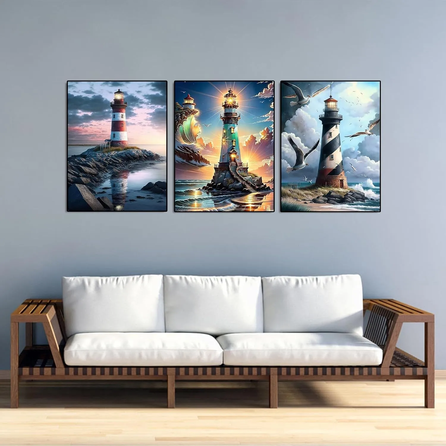 WUDWL Diamond Painting Kits for Adults - 3 Pack Lighthouse DIY 5D Diamond Art Kits Full Drill Diamond Dots Paintings with Diamonds Gem Art and Crafts Home Decor 12x16inch ﻿