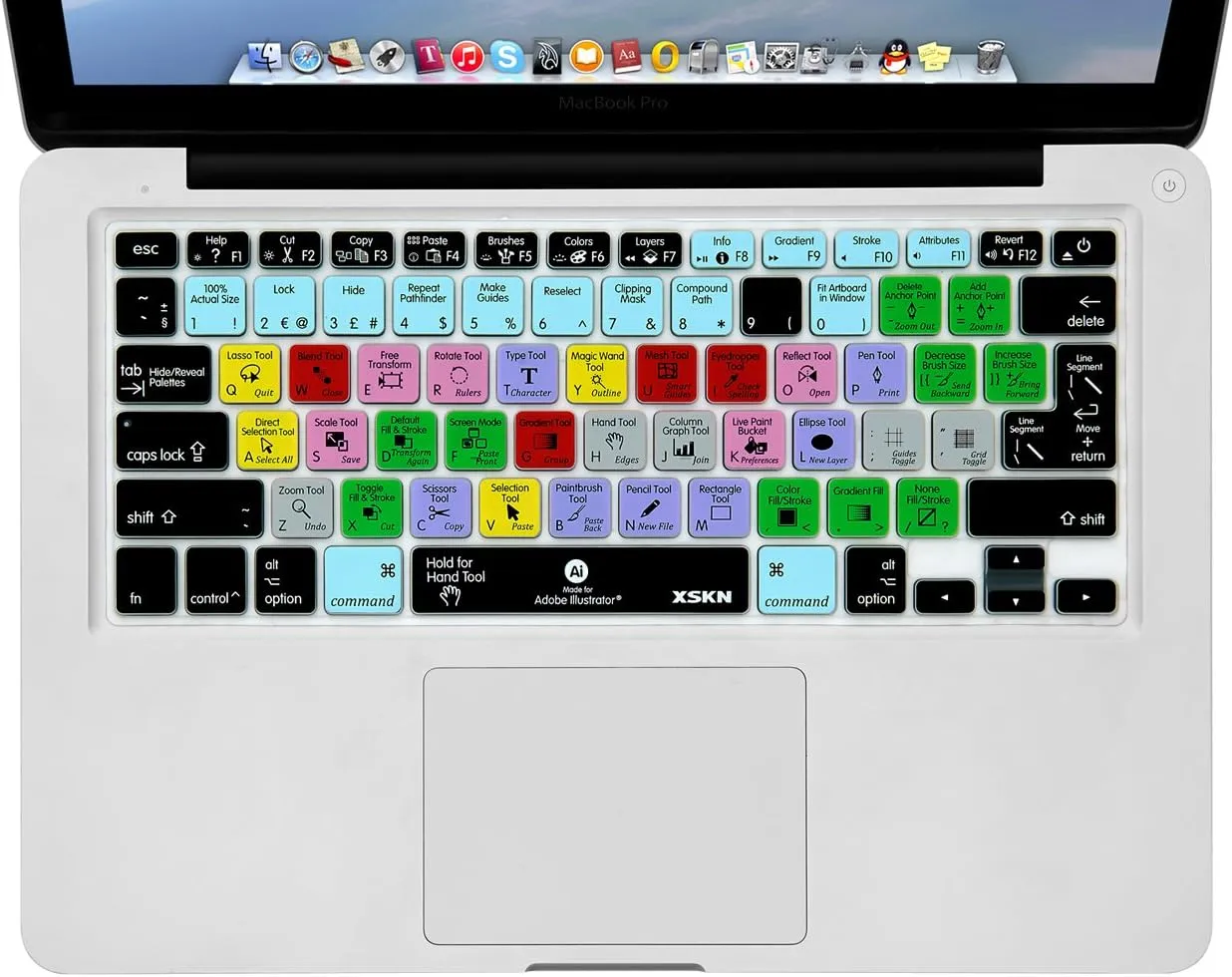 XSKN Adobe Illustrator Shortcuts Keyboard Skin Silicone AI Hotkeys Keyboard Cover for MacBook Air 13 & MacBook Pro 13 15 17, Retina (US/European ISO Keyboard)
