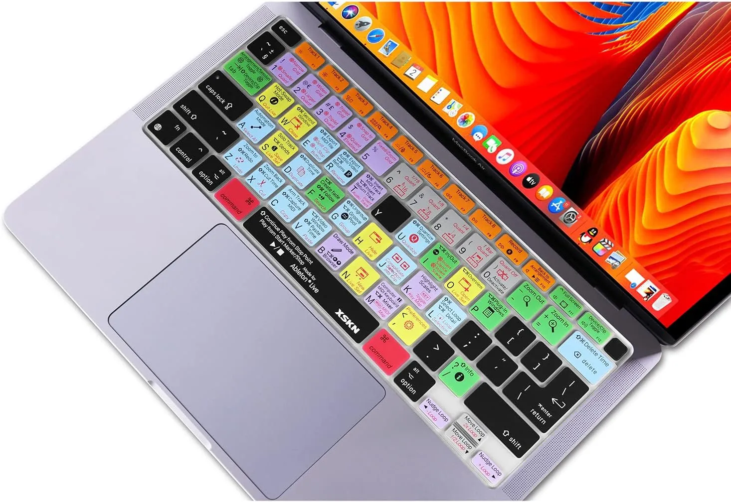 XSKN Shortcuts Function and Language Series Silicone Keyboard Cover Skin for 2020 Released New MacBook Air 13.3 inch with Touch ID A2179 A2337 M1 Chip (US EU Common Version Ableton) k-366