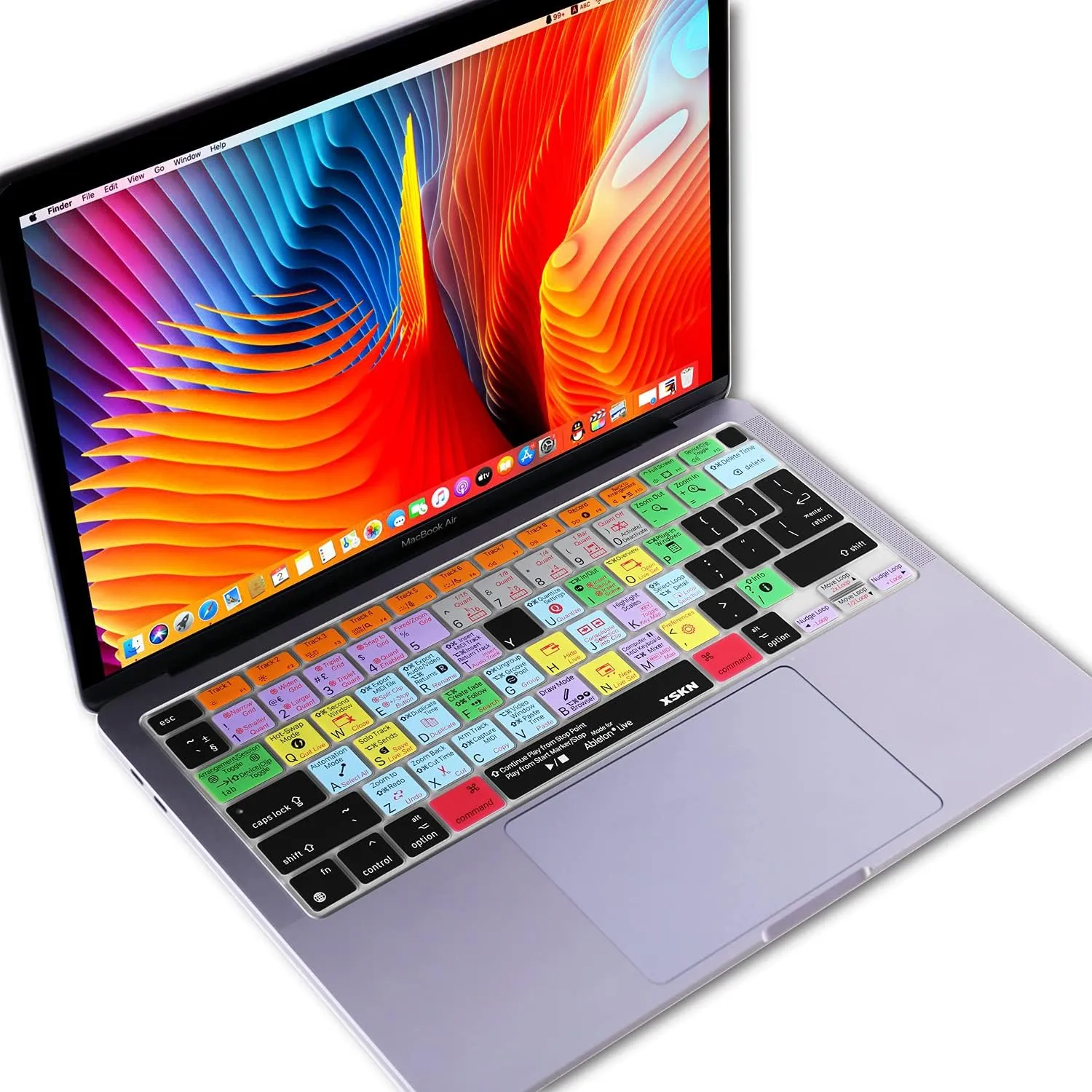 XSKN Shortcuts Function and Language Series Silicone Keyboard Cover Skin for 2020 Released New MacBook Air 13.3 inch with Touch ID A2179 A2337 M1 Chip (US EU Common Version Ableton) k-366