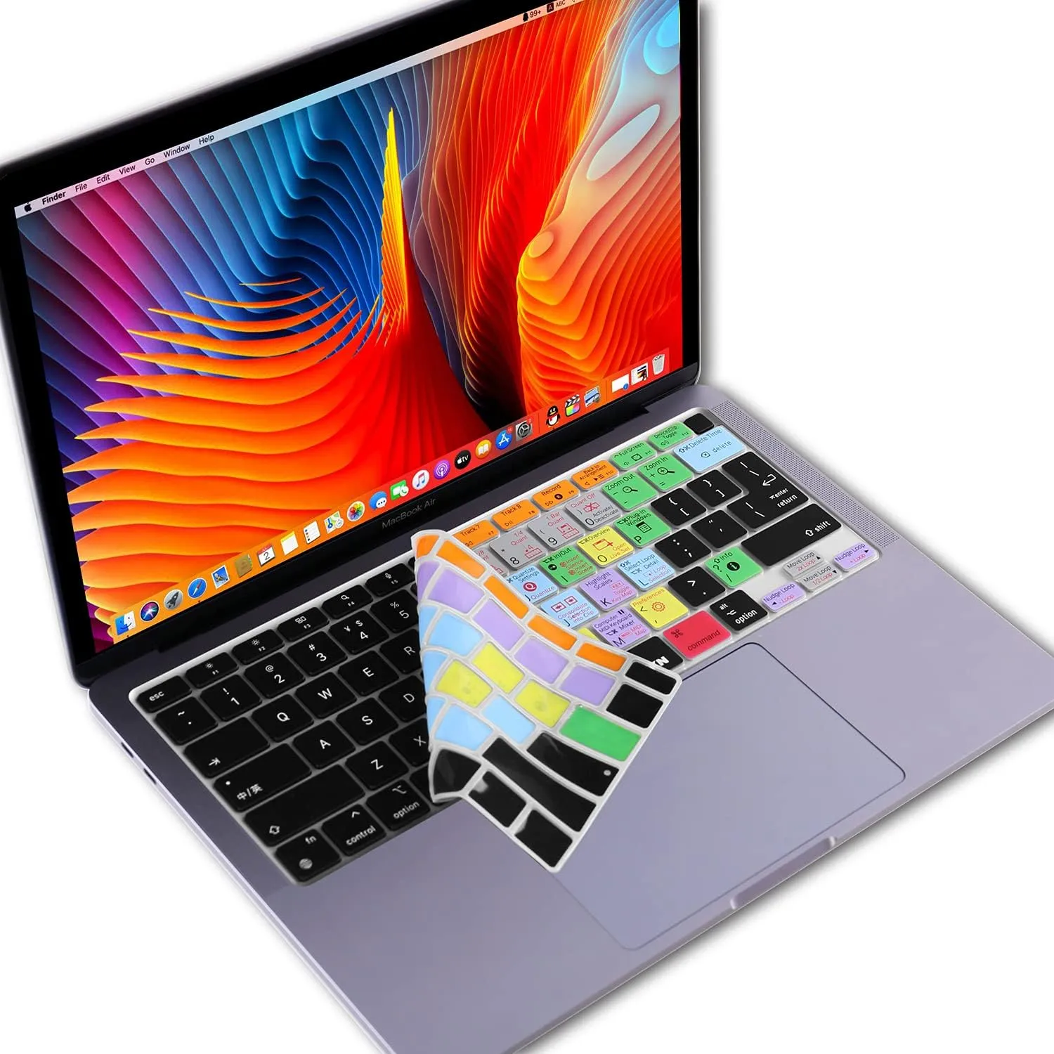 XSKN Shortcuts Function and Language Series Silicone Keyboard Cover Skin for 2020 Released New MacBook Air 13.3 inch with Touch ID A2179 A2337 M1 Chip (US EU Common Version Ableton) k-366