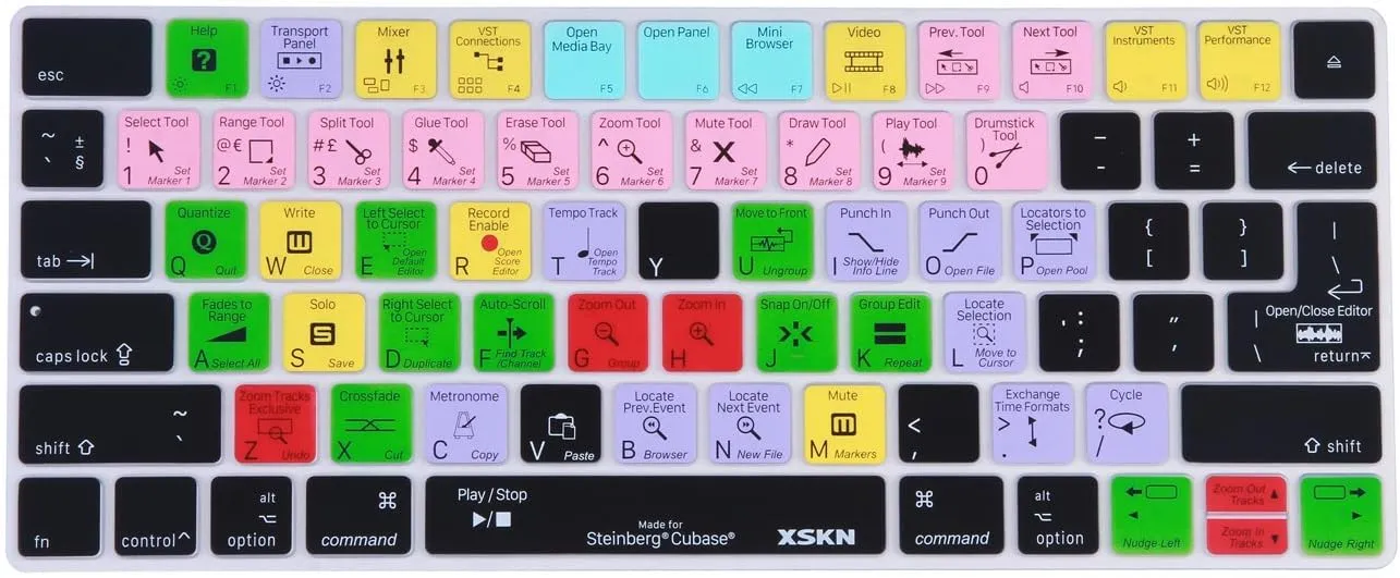 XSKN Steinberg Cubase Shortcut Silicone Keyboard Cover Skin for Apple Magic Keyboard A1644 MLA22LL/A, MLA22B/A (Released Since 2015)