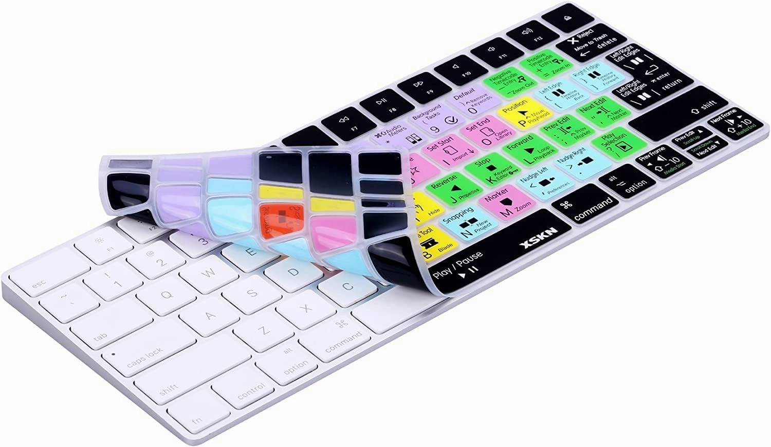 XSKN Final Cut Pro Shortcut FCP Hotkey Function Keyboard Cover Skin for 2015 Released Magic Keyboard MLA22LL/A MLA22B/A A1644 (EU&US Layout, Magic Keyboard A1644)
