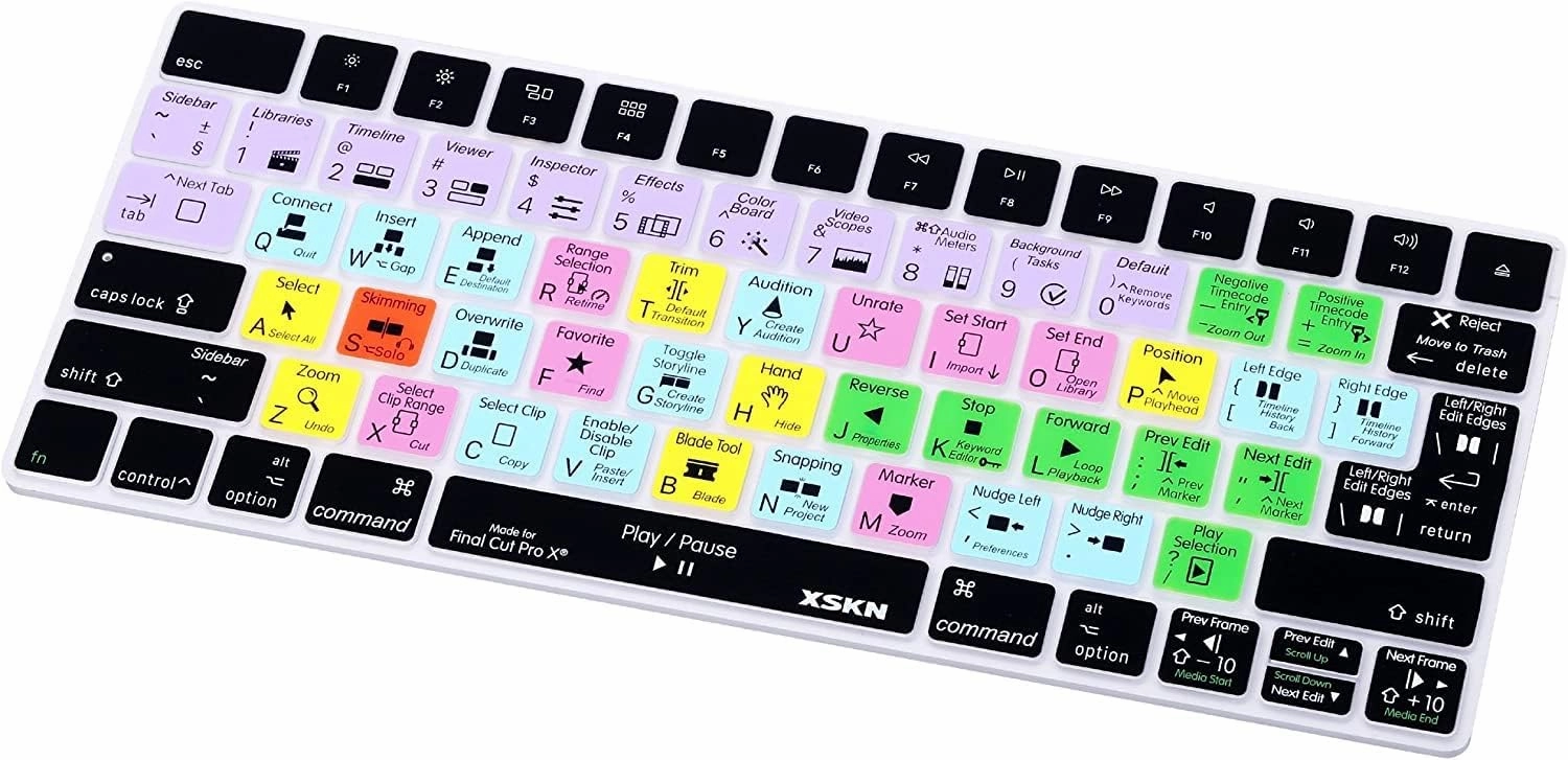 XSKN Final Cut Pro Shortcut FCP Hotkey Function Keyboard Cover Skin for 2015 Released Magic Keyboard MLA22LL/A MLA22B/A A1644 (EU&US Layout, Magic Keyboard A1644)