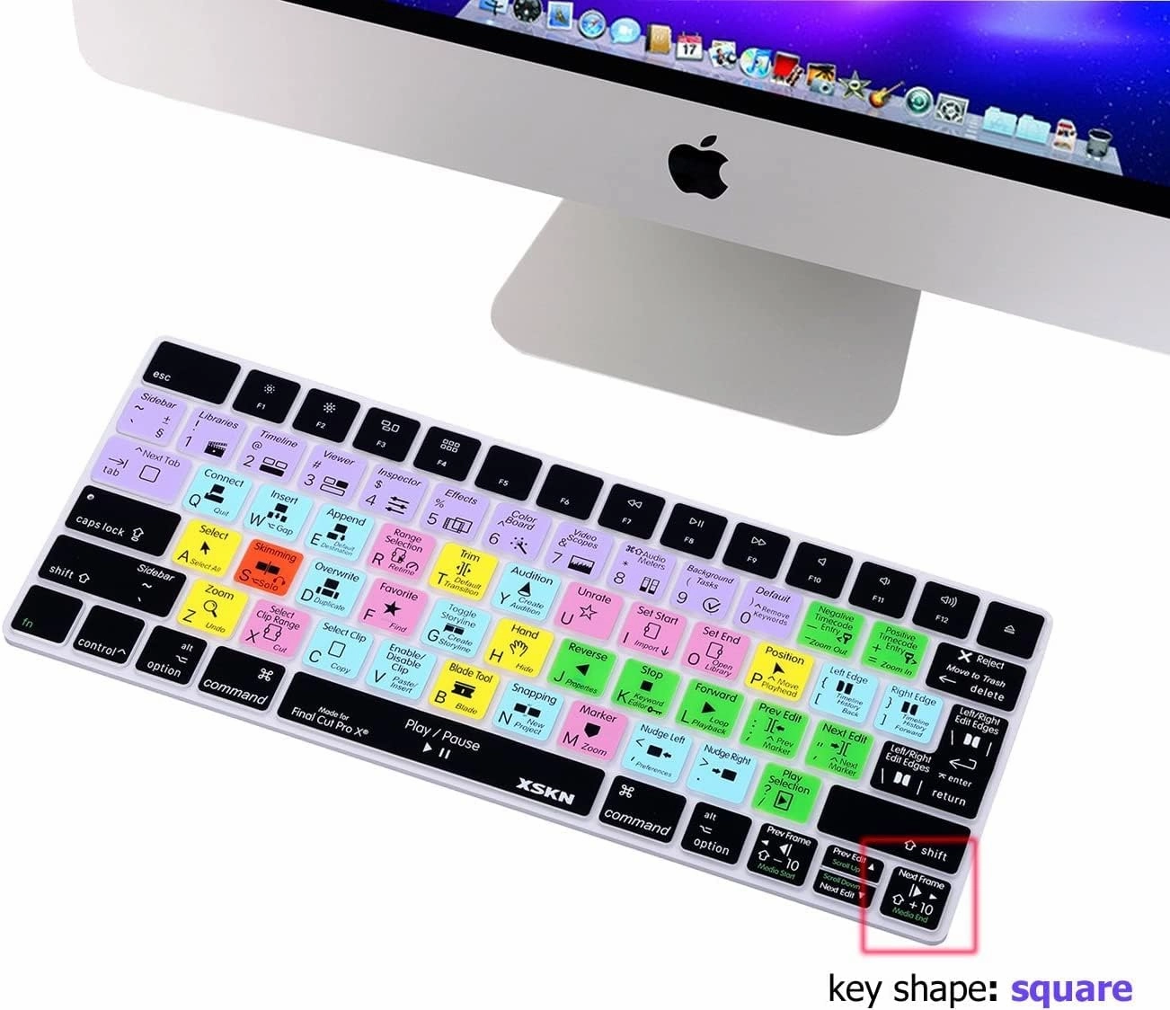 XSKN Final Cut Pro Shortcut FCP Hotkey Function Keyboard Cover Skin for 2015 Released Magic Keyboard MLA22LL/A MLA22B/A A1644 (EU&US Layout, Magic Keyboard A1644)