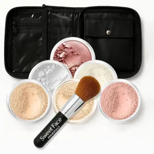 XXL KIT BRUSH & CASE (FAIR 2) Full Size Mineral Makeup Set Bare Face Matte Powder Foundation Cover