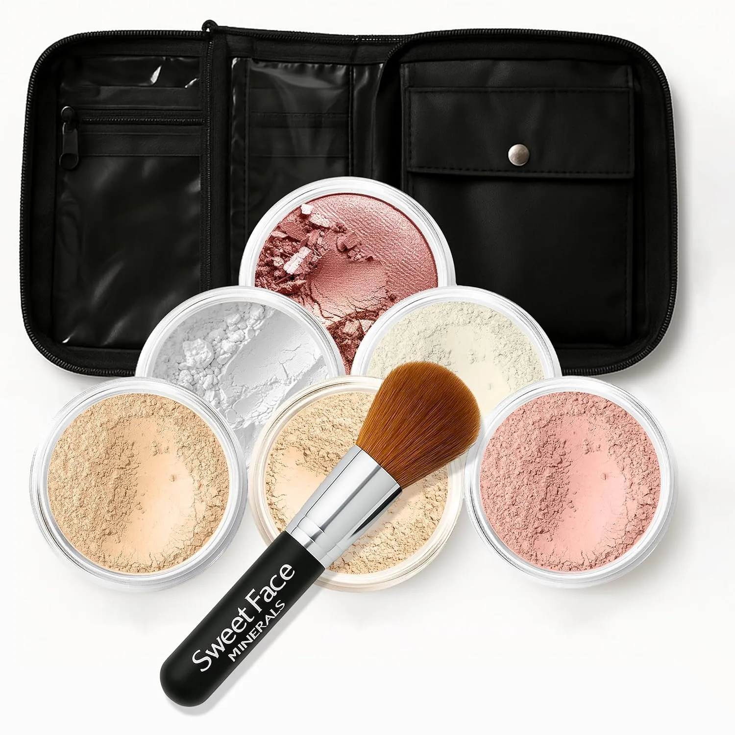 XXL KIT BRUSH & CASE (FAIR 2) Full Size Mineral Makeup Set Bare Face Matte Powder Foundation Cover